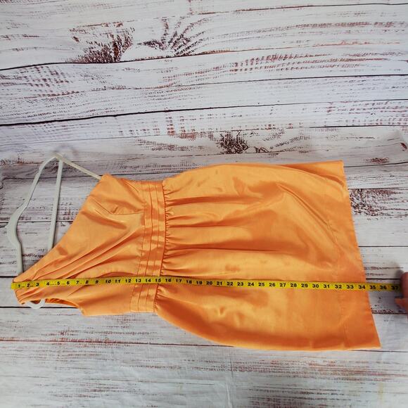 Shoshanna Y2K Orange Sherbert Pleated Mini Dress 2 Shimmer One Shoulder Glam Lux - Picture 12 of 13